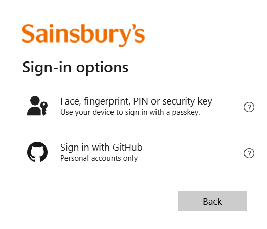 Mysainsburys Sign In options