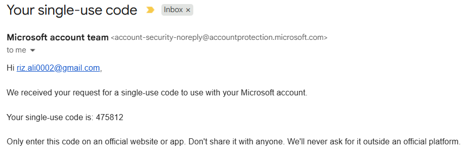 Verify through your email