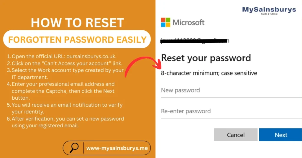 reset mysainsburys forgotten password